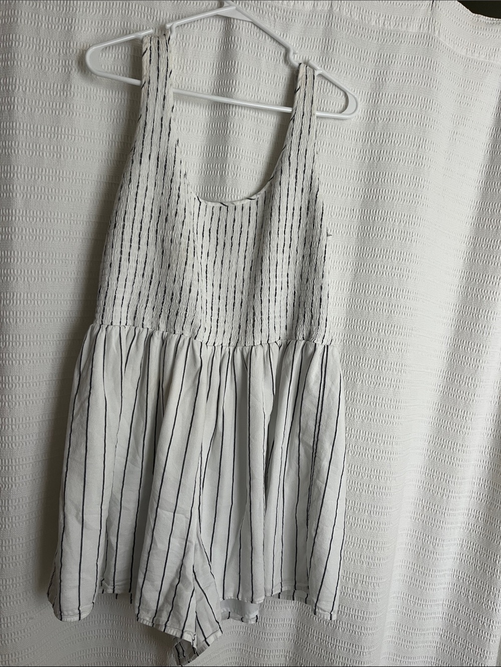American Eagle Outfitters White Dress with Black Pinstripes